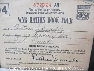 Collection of Ephemera including (2) WW II Ration Books, V-Mail, 1927 car expenses and M-C Mt. Holyoke bulletin