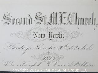 Collection of ephemera including brochure advertising "The Cedars - A Select School For Young Ladies and Little Girls; on the Heights of Georgetown, WDC; and 1873 wedding invite