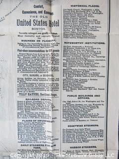 Old Paper: "New Maps of Boston; 1883 by Tilly Haynes; produced for The United States Hotel Co. ; 17 x 19" 