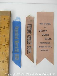 1893 "Victor Cycle Club"  ribbons; including First Annual Meet; Washington DC