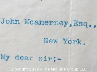 Personal Letter Signed by President Grover Cleveland to Col. John McAnerney, Esq., NY, NY (referred to as the "Savior of Richmond"); Oct. 8, 1892 



