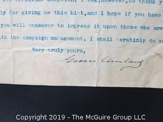 Personal Letter Signed by President Grover Cleveland to Col. John McAnerney, Esq., NY, NY (referred to as the "Savior of Richmond"); Oct. 8, 1892 



