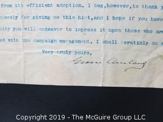 Personal Letter Signed by President Grover Cleveland to Col. John McAnerney, Esq., NY, NY (referred to as the "Savior of Richmond"); Oct. 8, 1892 



