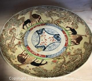 16" diameter Asian Ceramic Platter Shards (as found).  Note the  inventory sticker near the center.  