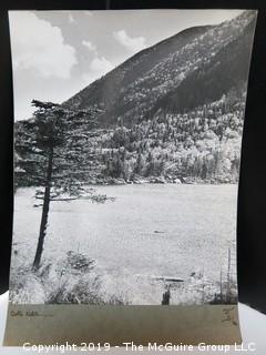 7 1/2" x 9 1/2" professional B&W photo, circa 1940, Appalachian Mountain Trail, White Mts., NH, labeled "Carter Notch" , signed lower right  