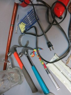 Collection including tools, thermometer, cake decorating set and flashlights 