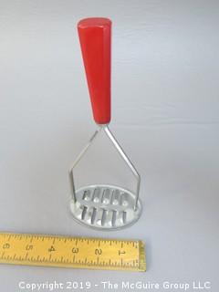 Red Bakelite Handled Stainless Steel Masher 