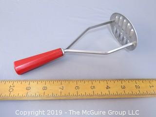 Red Bakelite Handled Stainless Steel Masher 