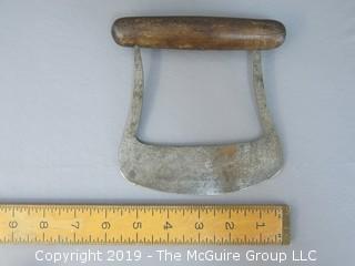 Wood Handled Single Blade Food Chopper; brand mark on side