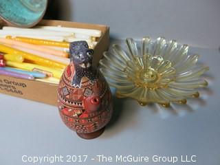 Collection including silverplate, glass, copper and dozens of candles 