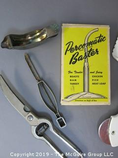 Collection of Vintage Kitchen Utensils including Fish Shears 