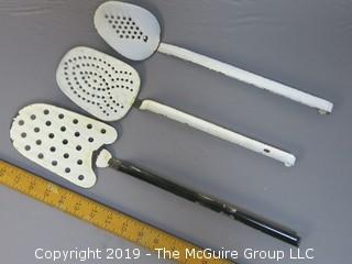 Collection of Enamel Slotted Spatulas