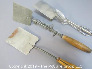 Collection of Wood Handled Solid Spatulas; some with attachments