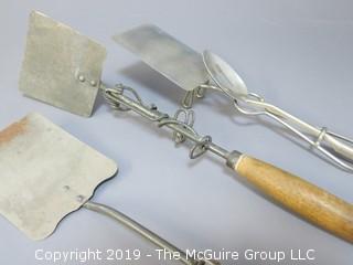 Collection of Wood Handled Solid Spatulas; some with attachments