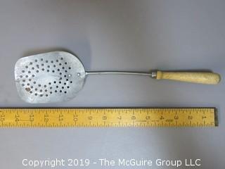 Slotted Spatula with wood handle; unpainted