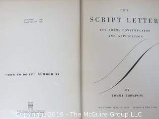 Book Title: "The Script Letter: Its Form, Construction and Application";  author Tommy Thompson; 1947; published by The Studio Ltd., London  WILL SHIP