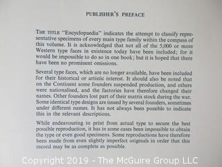 Book Title: "Encyclopedia of Typefaces"; authored by W. Turner Berry and A.F. Johnson; 1953; Blandford Press Ltd; London