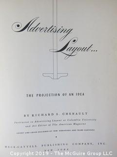 Book Title: "Advertising Layout: The Projection of an Idea"; authored by Richard S. Chenault; editor of The American Magazine; printed by Oberly and Newell Lithograph Co.; 2nd printing; published by Heck-Cattell, New York; 1946