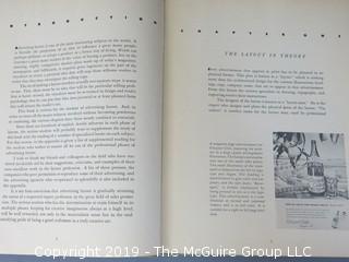 Book Title: "Advertising Layout: The Projection of an Idea"; authored by Richard S. Chenault; editor of The American Magazine; printed by Oberly and Newell Lithograph Co.; 2nd printing; published by Heck-Cattell, New York; 1946