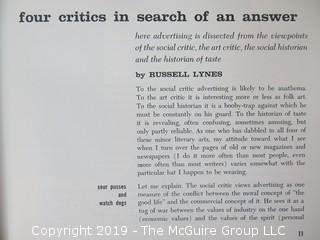 Book Title: "Advertising Directions 2: Trends in Visual Advertising"; edited by Arthur Hawkins and Edward Gottschall; published by Art Directions Book Co., New York; 1961