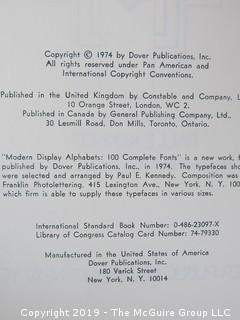 Book Title: "Modern Display Alphabets"; authored by Paul E. Kennedy; published by Dover, New York