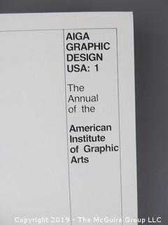 Book Title: "AIGA Graphic Design USA: 1 -The Annual of the American Institute of Graphic Arts"; authored by C. Ray Smith; designed by Miho; published by Watson-Giptill, New York;  1980