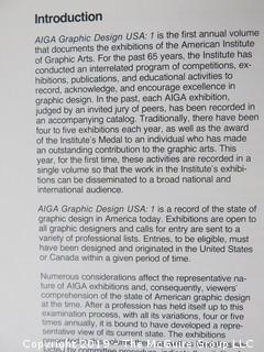 Book Title: "AIGA Graphic Design USA: 1 -The Annual of the American Institute of Graphic Arts"; authored by C. Ray Smith; designed by Miho; published by Watson-Giptill, New York;  1980