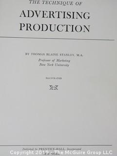 Book Title: The Technique of Advertising Production" authored by Thomas Blaine Stanley; published by Prentice-Hall, New York;  1940