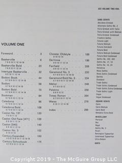 Book Title: "Vol. I and II; Graphic Arts Typebooks (serif faces, sans serifs, square serifs and misc. faces); the specimen book of Graphics Arts Typographers, Inc., New York; 1965 