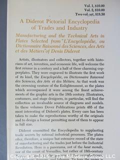 Book Title: "A Diderot Pictorial Encyclopedia of Trades and Industry: Vol. I"; authored by Denis Diderot;  published by Dover; 1959