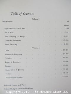 Book Title: "A Diderot Pictorial Encyclopedia of Trades and Industry: Vol. I"; authored by Denis Diderot;  published by Dover; 1959