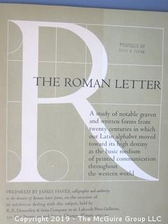 Book Title: "The Roman Letter"; prepared by James Hayes for an exhibition held by R.R. Donnelly and Sons; Lakeside Press Galleries; Chicago; 1951-52