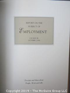 Book Title: "Lilly: Report on the Subject of Employment"; J.K. Lilly Jr.; 1916 