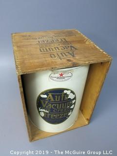 Auto Vacuum Ice Cream Freezer; with instruction book and recipe pamphlet; in original wooden stenciled box