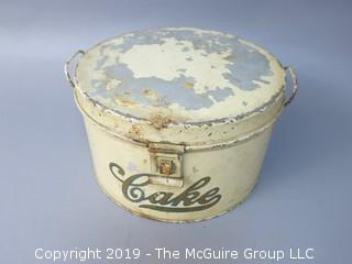 Vintage Cake Tin Carrier; with hinged lid; marked Kraemer