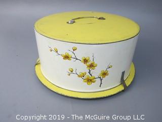 Vintage Stenciled Cake Tin Carrier 