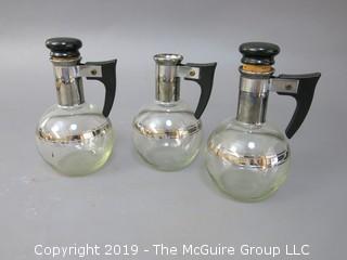 (3) Individual Glass Coffee Pots; 1 missing lid