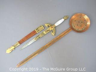 Copper Ladle and Ceremonial Knife with Scabbard