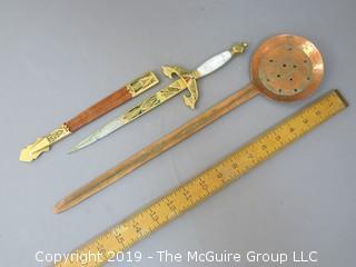 Copper Ladle and Ceremonial Knife with Scabbard