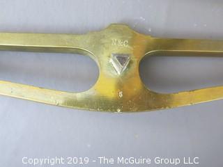 24" tall Old Brass Scale; marked "N & C"; "#5", "10kg"