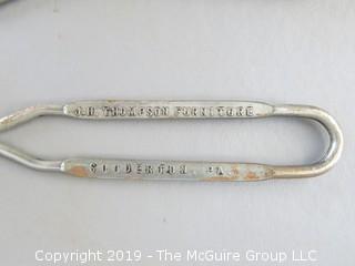 (3) metal Spatulas; one marked J. H. Thompson Furniture, Souderton, PA