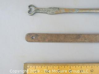 (2) Hand Forged Spatulas; one with brass face 