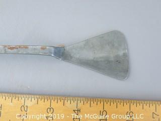 Hand forged Iron Meat Fork/Spatula with unusual shaped blade