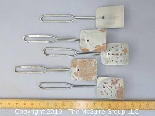 (5) Metal Spatulas - all with stamped advertisers