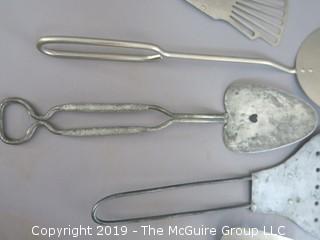 (6) Varied Metal Slotted Spatulas