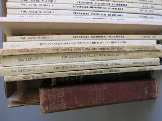 Collection of books including Historical Quarterly's from W. Tennessee, E. Tennessee, Pennsylvania, North Carolina, Mississippi, and Virginia.  Also includes "Dulany's History of Maryland, 1632 - 1882. See multiple photos 