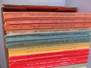 Collection of books including Historical Quarterly's from W. Tennessee, E. Tennessee, Pennsylvania, North Carolina, Mississippi, and Virginia.  Also includes "Dulany's History of Maryland, 1632 - 1882. See multiple photos 