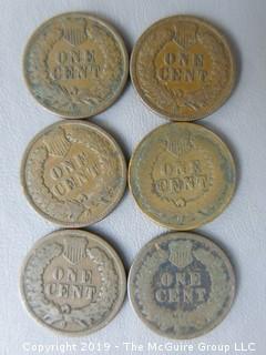 (6) 1897 Indian Head Cents