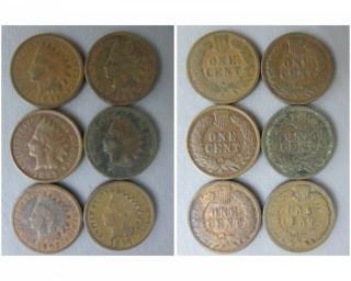 (6) 1897 Indian Head Cents