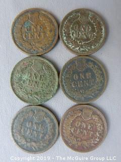 (6) 1897 Indian Head Cents